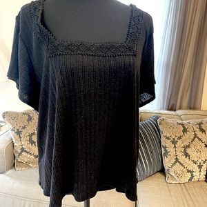 Old Navy square neck A-line ribbed tee in black XL
